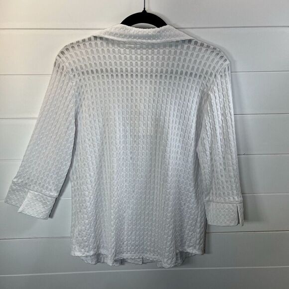 Vintage EK Designs Textured Button Down Top Y2K Boho Minimalist LP White Rave - Picture 4 of 9